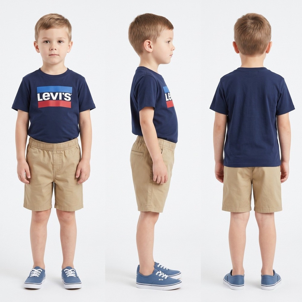 Levi's Little Boys Khaki Shorts & Blue T-Shirt Outfit Set Size L (6-7 years)